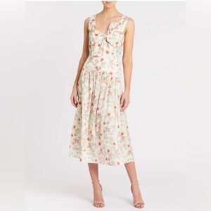 NEW Rebecca Taylor Kamea Fluer Bow Midi Dress in Snow Combo. 12